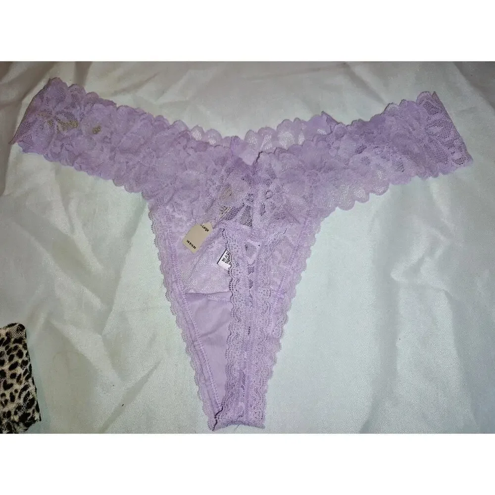 NWT Victoria Secret XL Thong String Panties Animal Print & Lavender